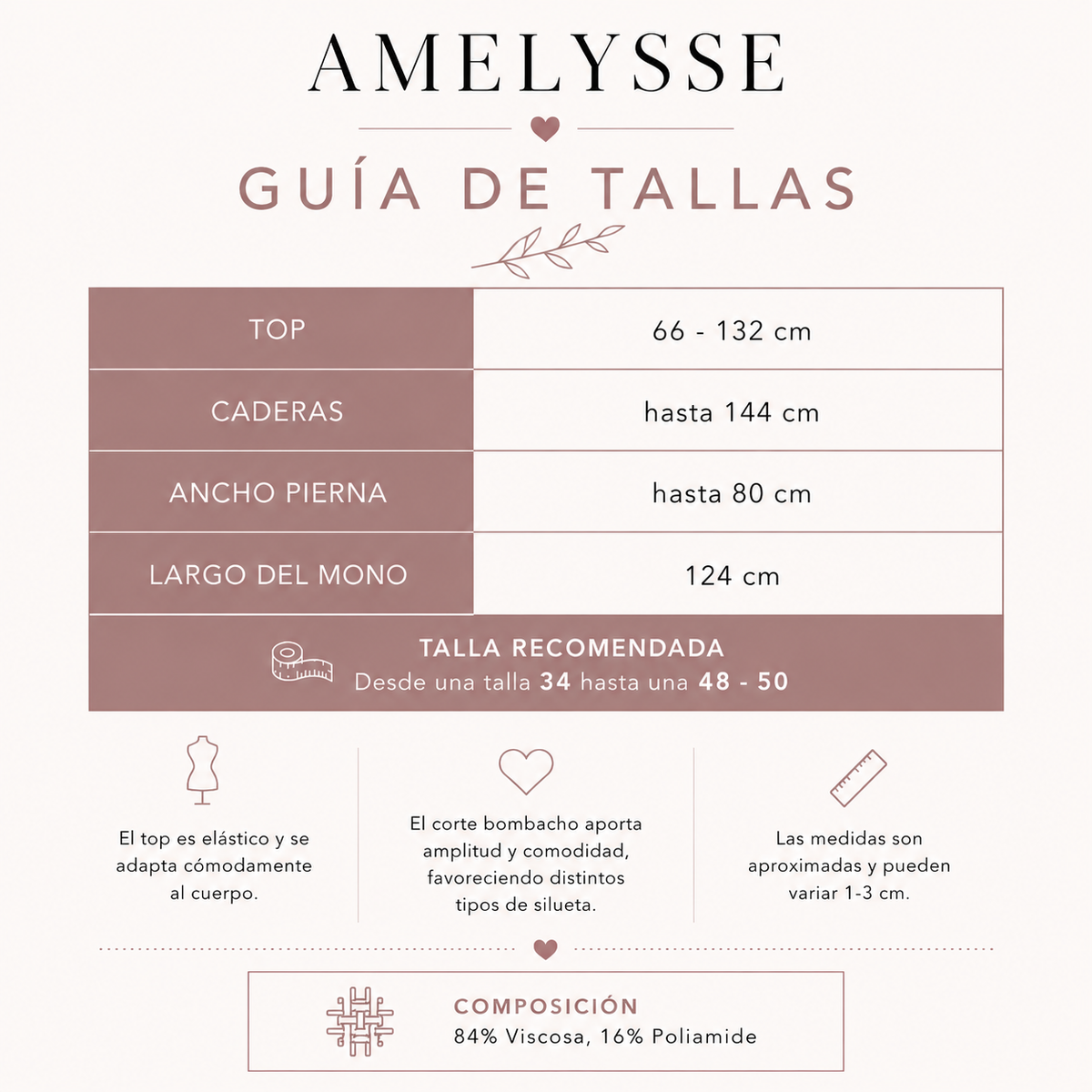 Guía de tallas Mono Janneht