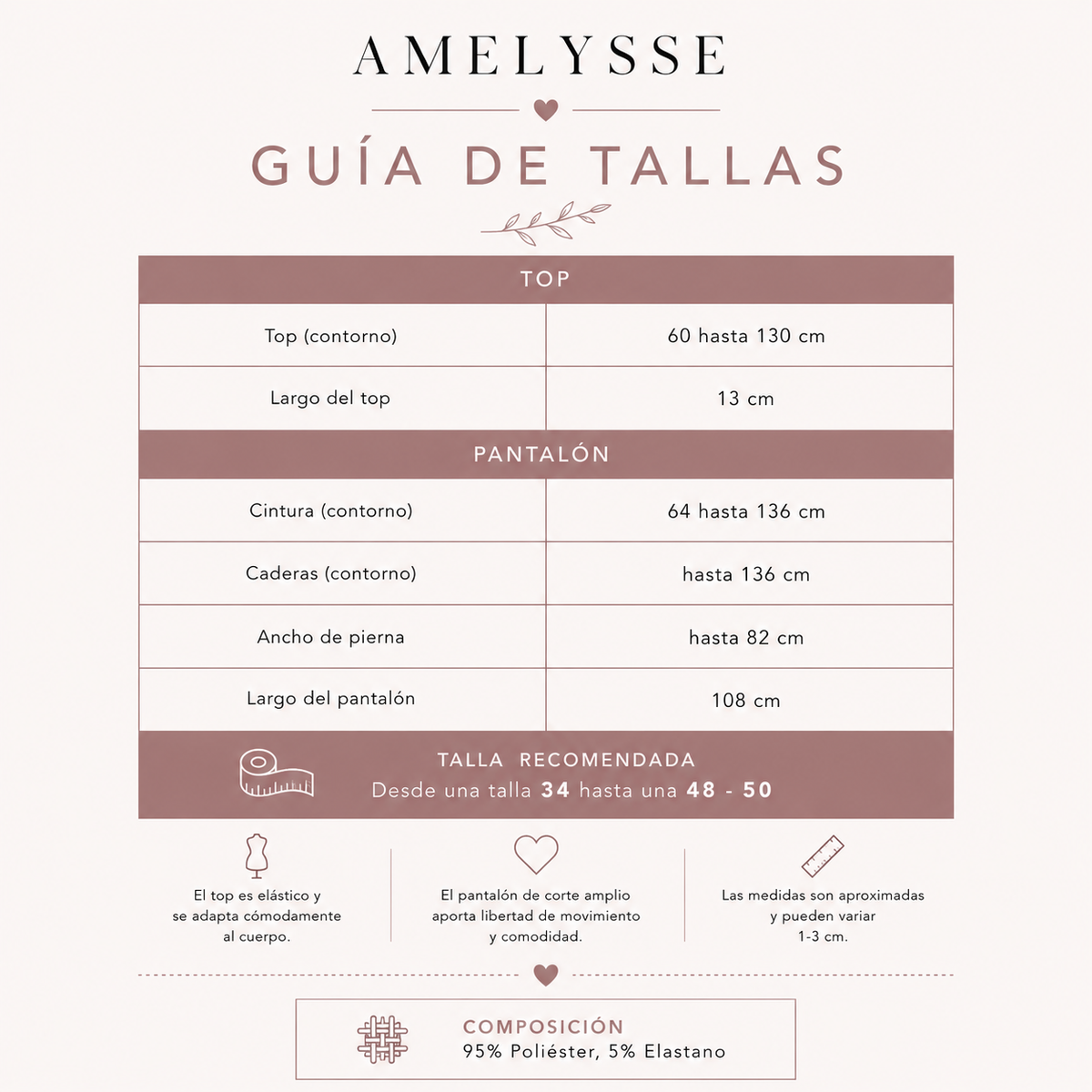 Guía de tallas Conjunto Fabiola