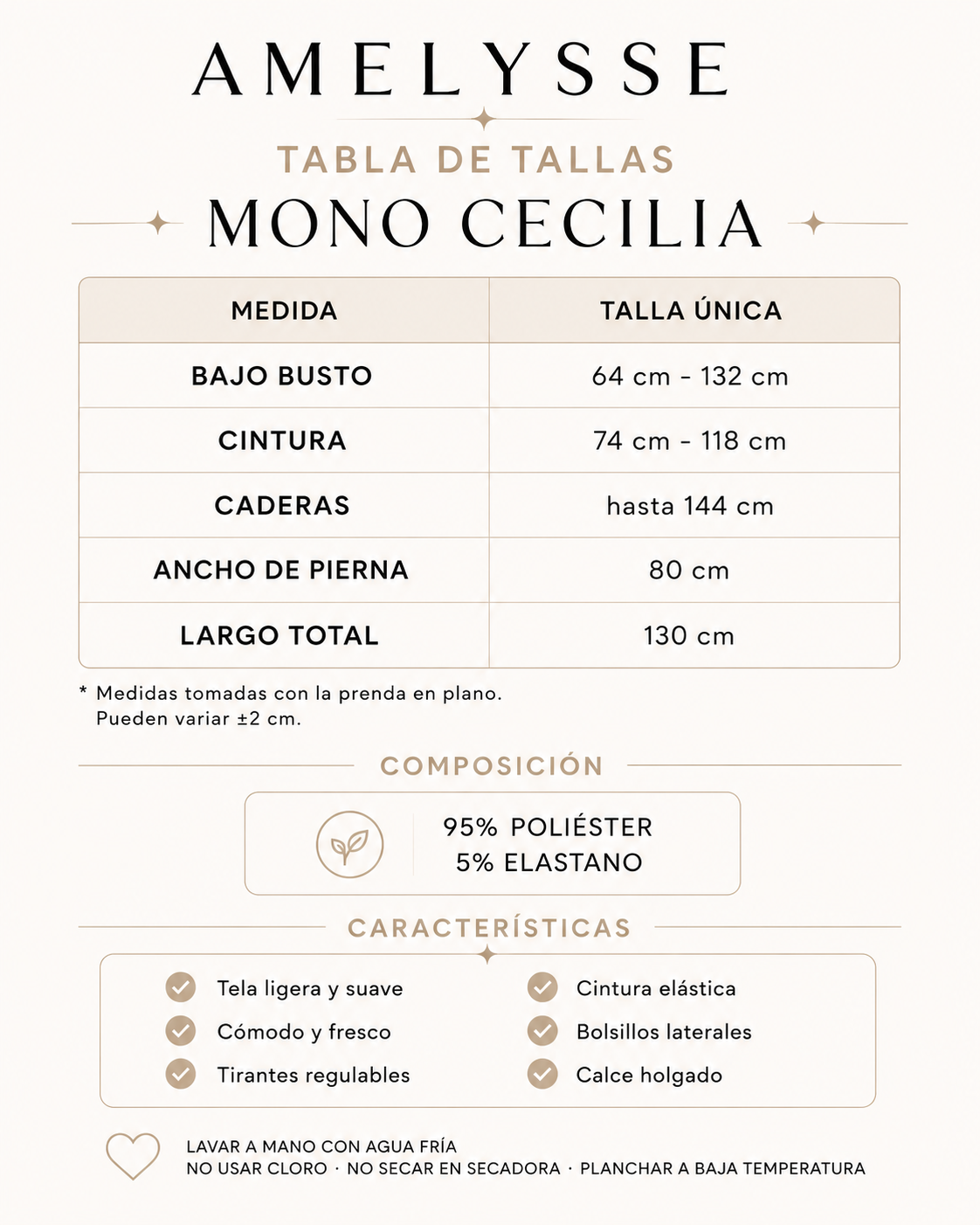 Guía de tallas Mono Cecilia