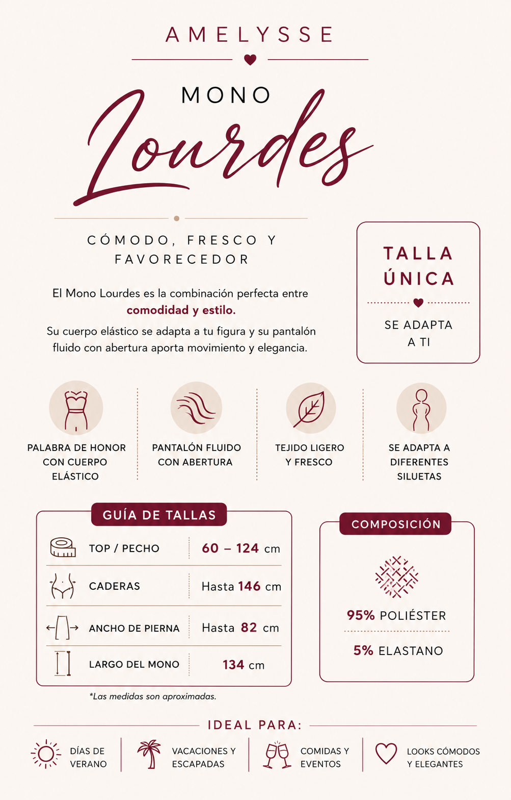 Guía de tallas Mono Lourdes
