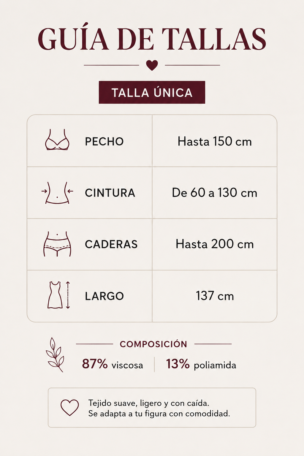 Guía de tallas Vestido Fina