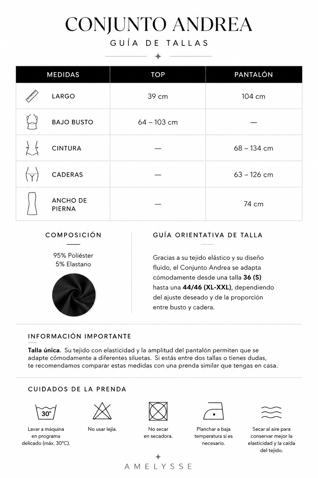 Guía de tallas Conjunto Andrea