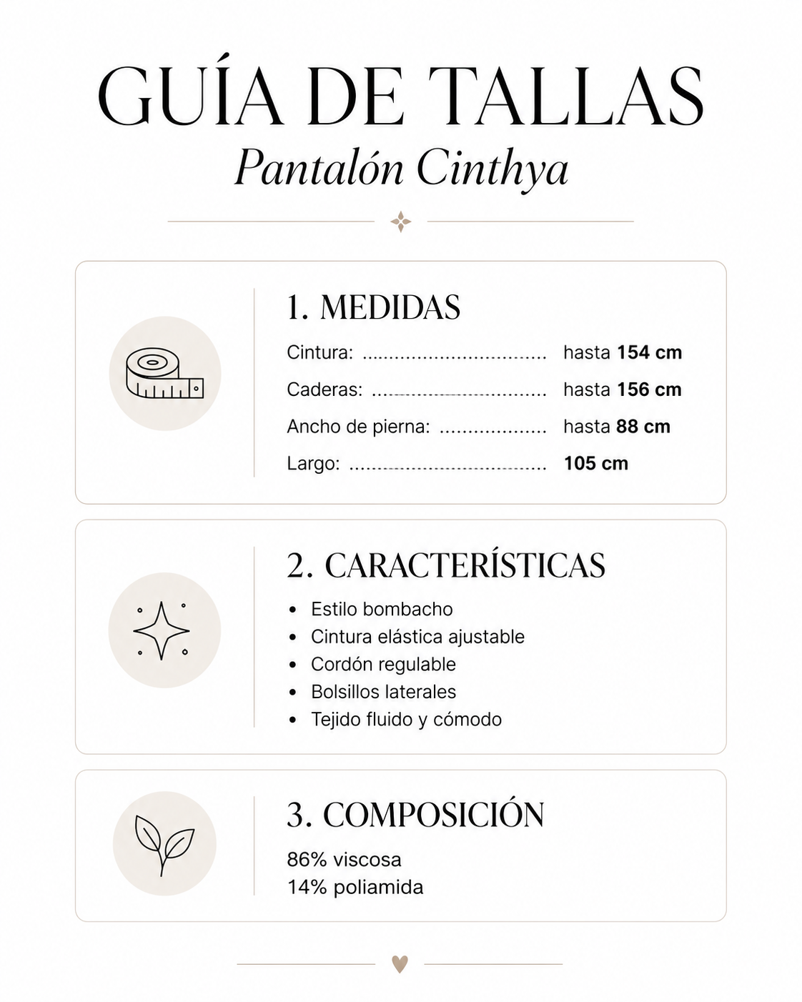Guía de tallas Pantalón Cinthya
