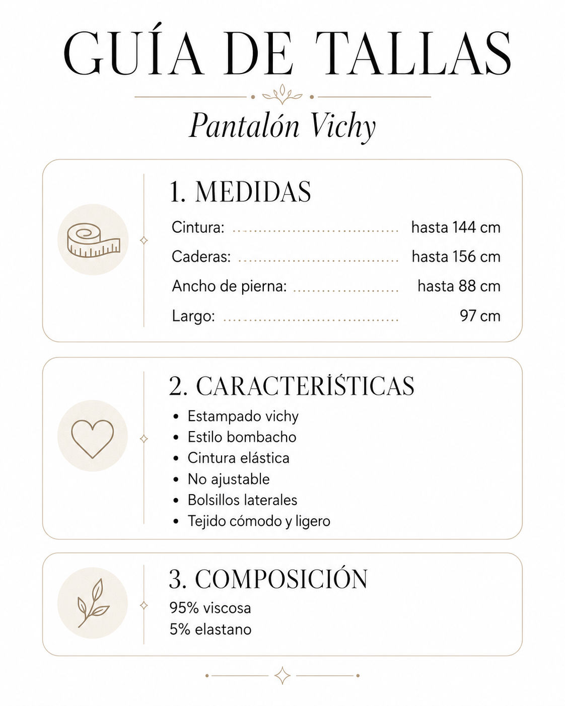 Guía de tallas Pantalón Vichy