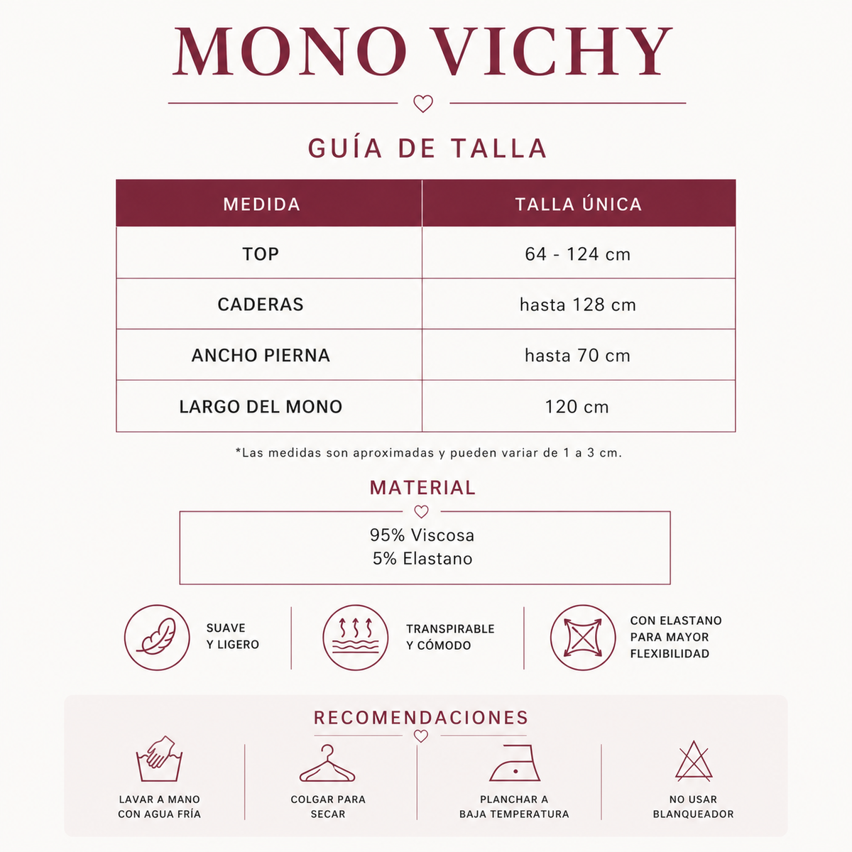 Guía de tallas Mono Vichy