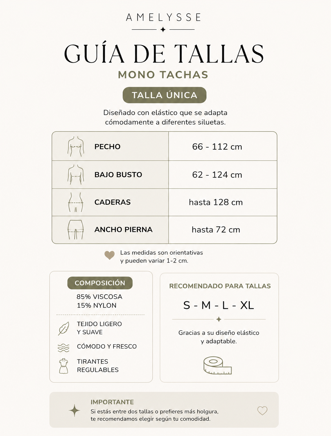 Guía de tallas Mono Tachas