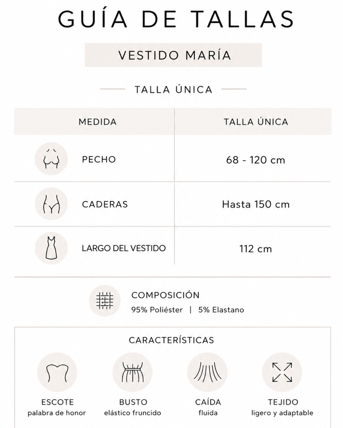 Guía de tallas Vestido María