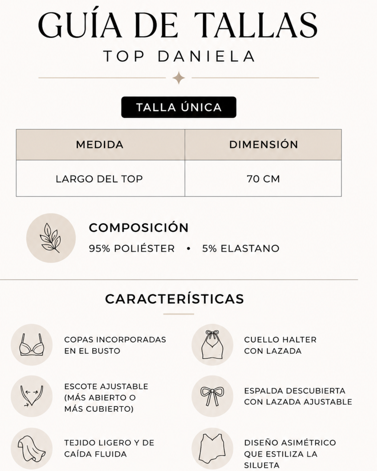 Guía de tallas Top Daniela